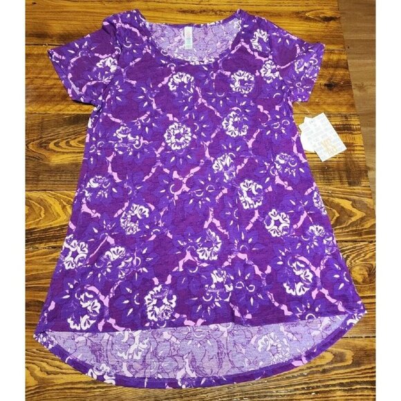 Lula Roe Shirt XS Purple With White Flowers New With Tags Spring - Picture 1 of 8